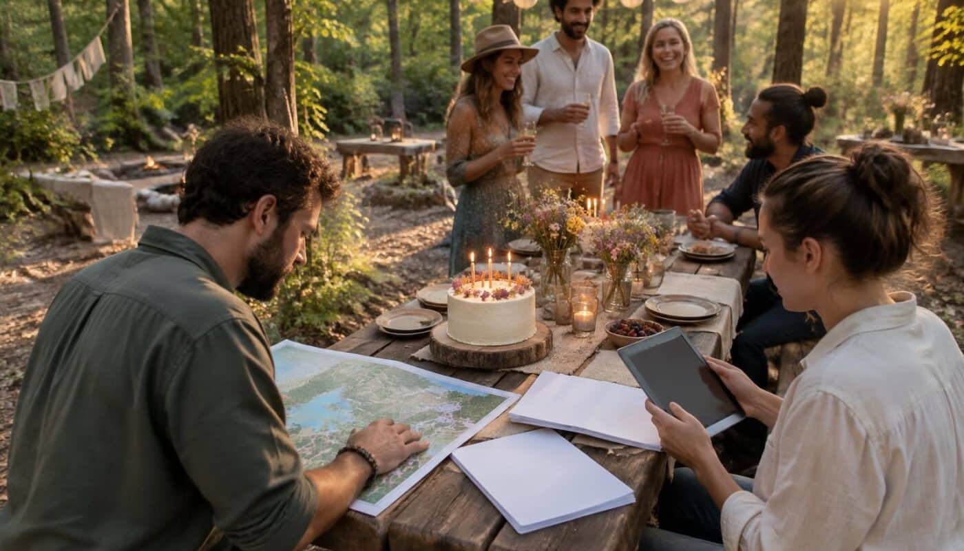 organisez un anniversaire d’adulte en forêt : découvrez les autorisations à prévoir et nos conseils pratiques pour une fête conviviale et réussie.