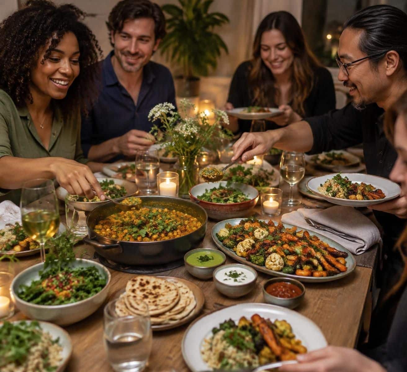 d&eacute;couvrez des id&eacute;es de menus conviviaux qui r&eacute;unissent v&eacute;gans et omnivores autour de plats savoureux, sans compromis pour vos invit&eacute;s.